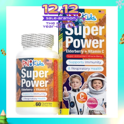 PNKids Super Power Elderberry + Vitamin C Gummies For Kids Orange Flavour (Supports Overall Health & Growth) 60s