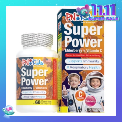 PNKids Super Power Elderberry + Vitamin C Gummies For Kids Orange Flavour (Supports Overall Health & Growth) 60s