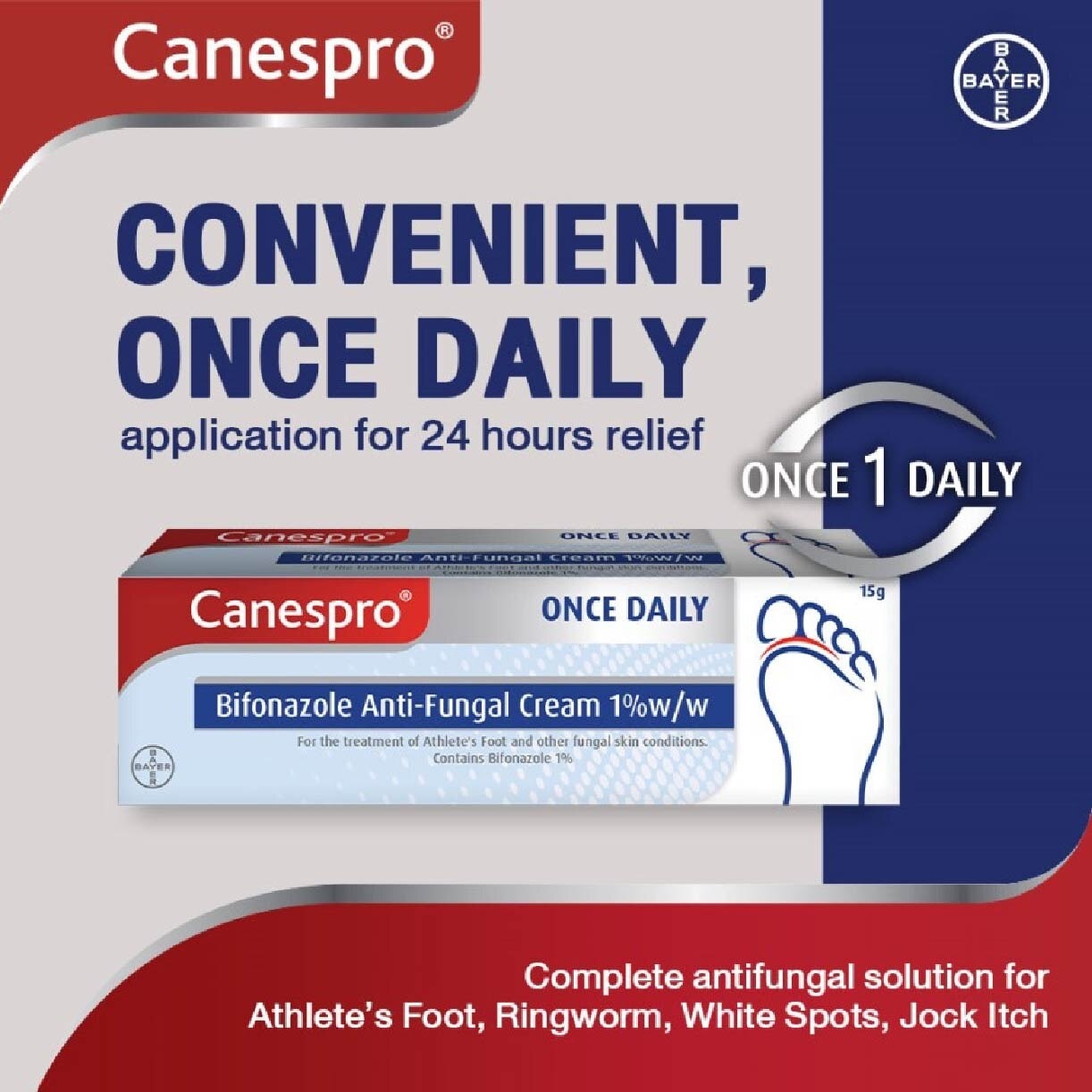 Bifonazole Anti-Fungal Cream 1% (Treatment For Athelete's Foot + Fungal Skin Conditions) 15g