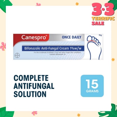 CANESPRO Bifonazole Anti-Fungal Cream 1% (Treatment For Athelete's Foot + Fungal Skin Conditions) 15g