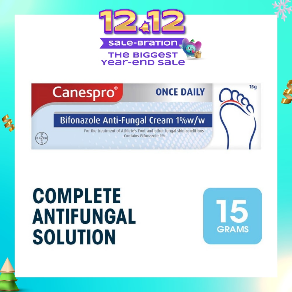 Bifonazole Anti-Fungal Cream 1% (Treatment For Athelete's Foot + Fungal Skin Conditions) 15g