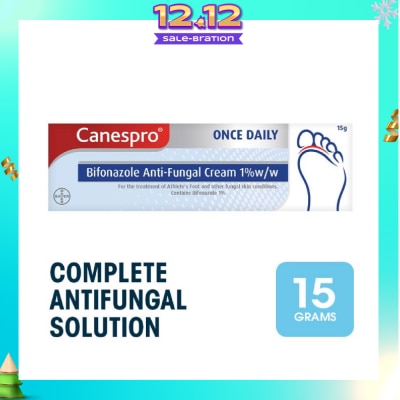 CANESPRO Bifonazole Anti-Fungal Cream 1% (Treatment For Athelete's Foot + Fungal Skin Conditions) 15g