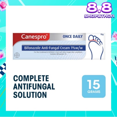 CANESPRO Bifonazole Anti-Fungal Cream 1% (Treatment For Athelete's Foot + Fungal Skin Conditions) 15g