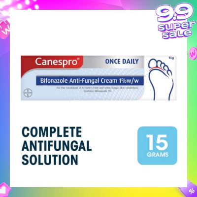 CANESPRO Bifonazole Anti-Fungal Cream 1% (Treatment For Athelete's Foot + Fungal Skin Conditions) 15g