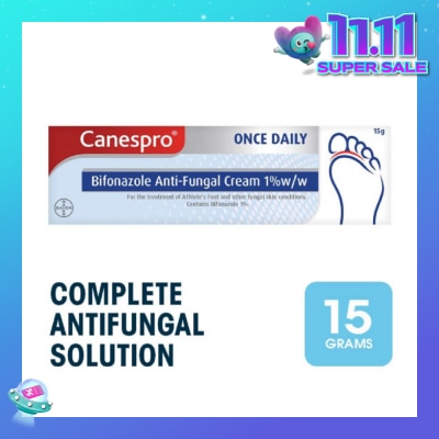 CANESPRO Bifonazole Anti-Fungal Cream 1% (Treatment For Athelete's Foot + Fungal Skin Conditions) 15g