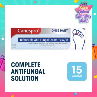 CANESPRO Bifonazole Anti-Fungal Cream 1% (Treatment For Athelete's Foot + Fungal Skin Conditions) 15g
