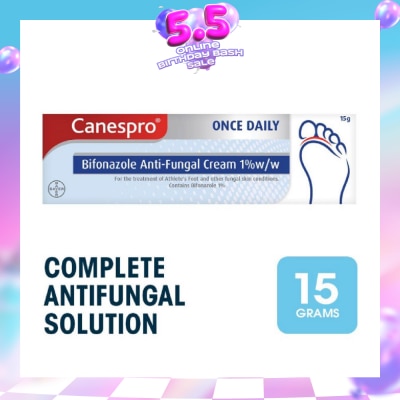 CANESPRO - Bifonazole Anti-Fungal Cream 1% (Treatment For Athelete's Foot + Fungal Skin Conditions) 15g