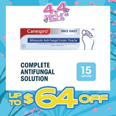 CANESPRO - Bifonazole Anti-Fungal Cream 1% (Treatment For Athelete's Foot + Fungal Skin Conditions) 15g