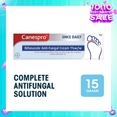 CANESPRO Bifonazole Anti-Fungal Cream 1% (Treatment For Athelete's Foot + Fungal Skin Conditions) 15g