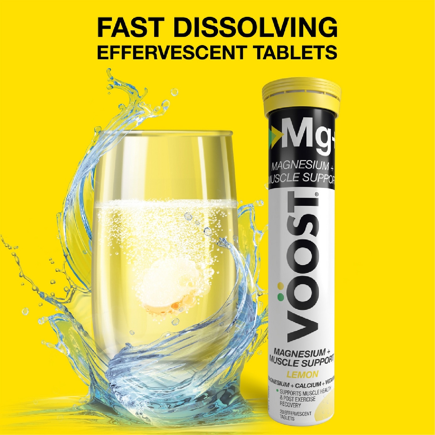 Magnesium + Muscle Support Effervescent Tablet Lemon 20s