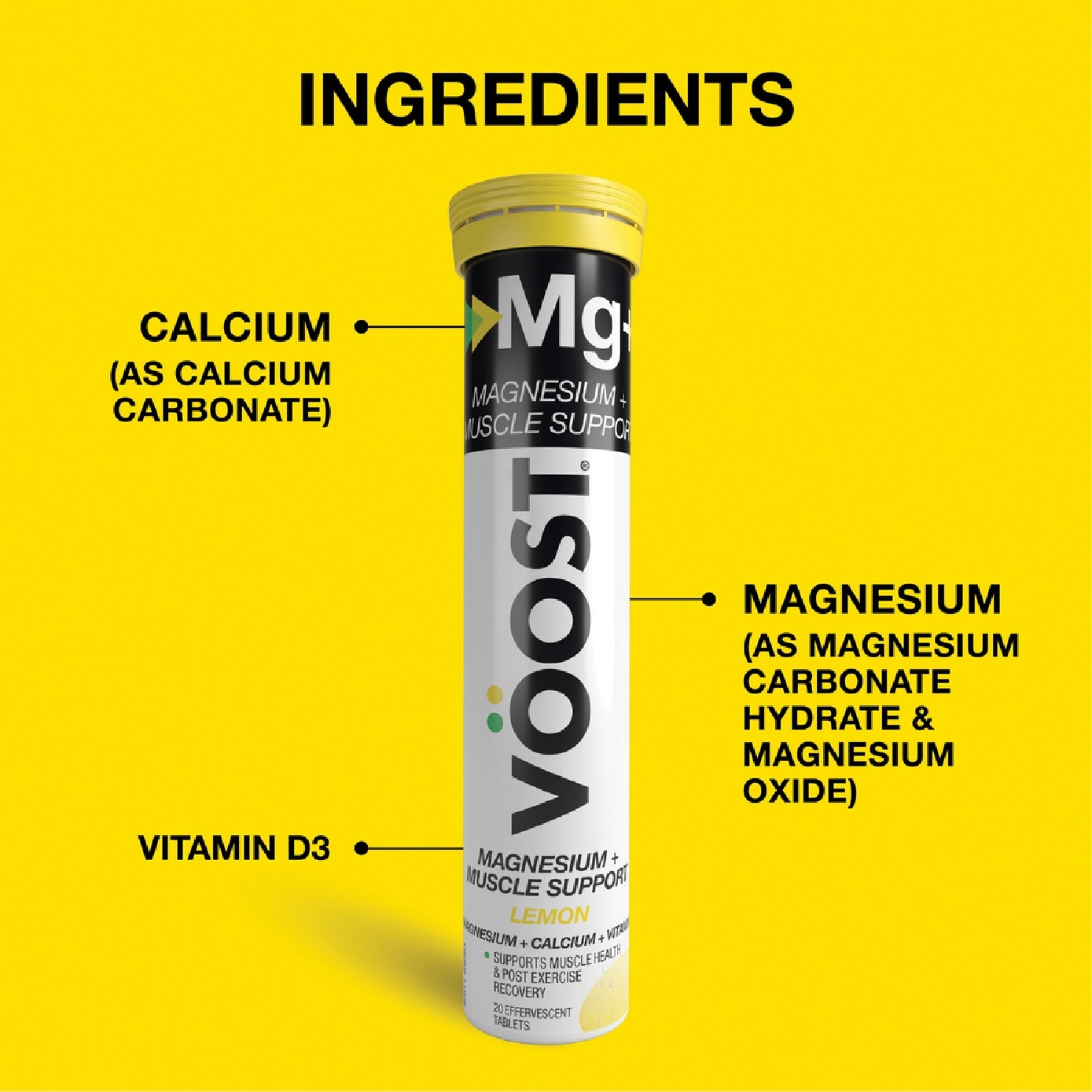 Magnesium + Muscle Support Effervescent Tablet Lemon 20s