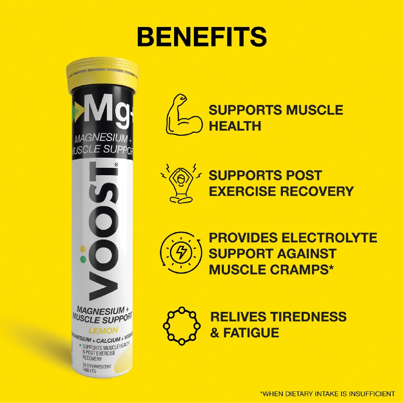 Magnesium + Muscle Support Effervescent Tablet Lemon 20s