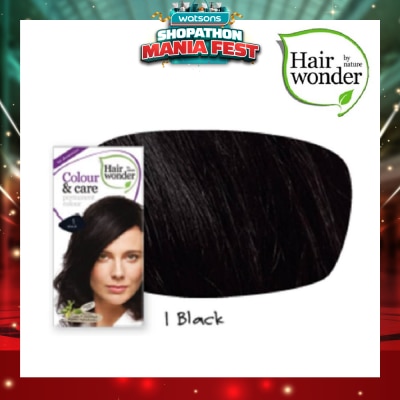 HAIR WONDER - Colour & Care Organic #1 Black (For Beautiful And Glamorous Colour, Healthy, Strong And Silky Soft Hair) 100ml