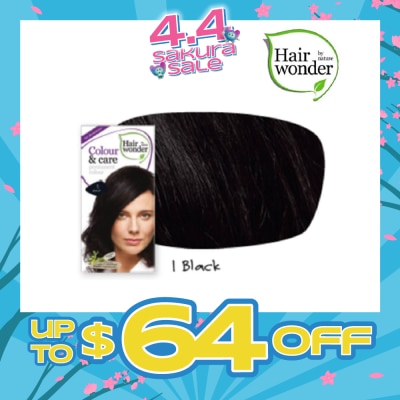 HAIR WONDER - Colour & Care Organic #1 Black (For Beautiful And Glamorous Colour, Healthy, Strong And Silky Soft Hair) 100ml