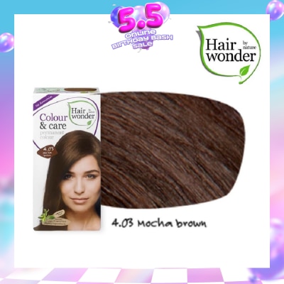 HAIR WONDER - Colour & Care Organic  #4.03 Mocha Brown (For Beautiful And Glamorous Colour, Healthy, Strong And Silky Soft Hair) 100ml