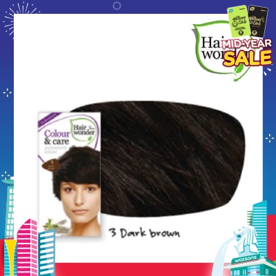 HAIR WONDER Colour & Care Organic  #3 Dark Brown (For Beautiful And Glamorous Colour, Healthy, Strong And Silky Soft Hair) 100ml