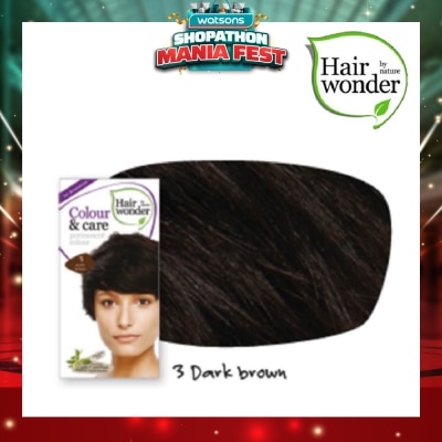 HAIR WONDER - Colour & Care Organic #3 Dark Brown (For Beautiful And Glamorous Colour, Healthy, Strong And Silky Soft Hair) 100ml