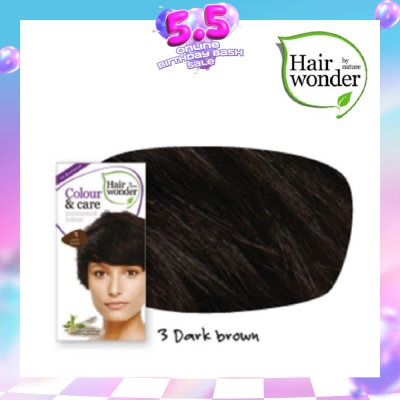HAIR WONDER - Colour & Care Organic  #3 Dark Brown (For Beautiful And Glamorous Colour, Healthy, Strong And Silky Soft Hair) 100ml