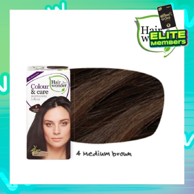 HAIR WONDER Colour & Care Organic  #4 Medium Brown (For Beautiful And Glamorous Colour, Healthy, Strong And Silky Soft Hair) 100ml