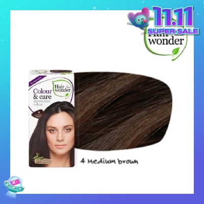 HAIR WONDER Colour & Care Organic  #4 Medium Brown (For Beautiful And Glamorous Colour, Healthy, Strong And Silky Soft Hair) 100ml (Expiry: Jul`2026)