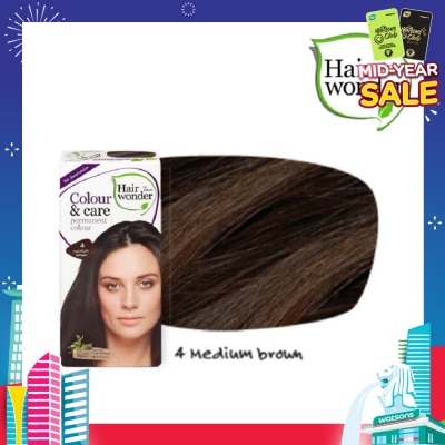 HAIR WONDER Colour & Care Organic  #4 Medium Brown (For Beautiful And Glamorous Colour, Healthy, Strong And Silky Soft Hair) 100ml