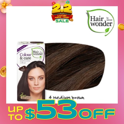 HAIR WONDER Colour & Care Organic  #4 Medium Brown (For Beautiful And Glamorous Colour, Healthy, Strong And Silky Soft Hair) 100ml (Expiry: Jul`2026)