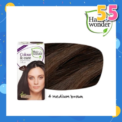 HAIR WONDER Colour & Care Organic  #4 Medium Brown (For Beautiful And Glamorous Colour, Healthy, Strong And Silky Soft Hair) 100ml