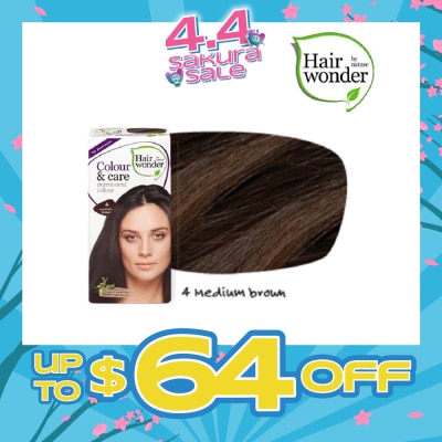 HAIR WONDER - Colour & Care Organic  #4 Medium Brown (For Beautiful And Glamorous Colour, Healthy, Strong And Silky Soft Hair) 100ml