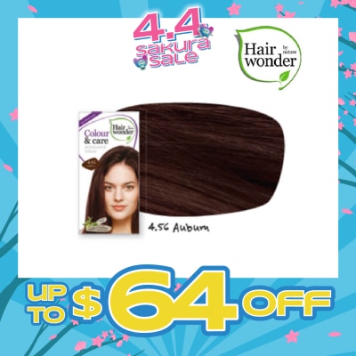 HAIR WONDER - Colour & Care Organic #4.56 Auburn (For Beautiful And Glamorous Colour, Healthy, Strong And Silky Soft Hair) 100ml