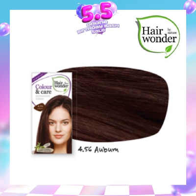 HAIR WONDER - Colour & Care Organic #4.56 Auburn (For Beautiful And Glamorous Colour, Healthy, Strong And Silky Soft Hair) 100ml