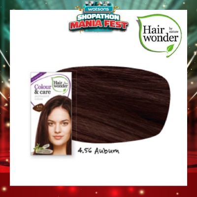 HAIR WONDER - Colour & Care Organic #4.56 Auburn (For Beautiful And Glamorous Colour, Healthy, Strong And Silky Soft Hair) 100ml