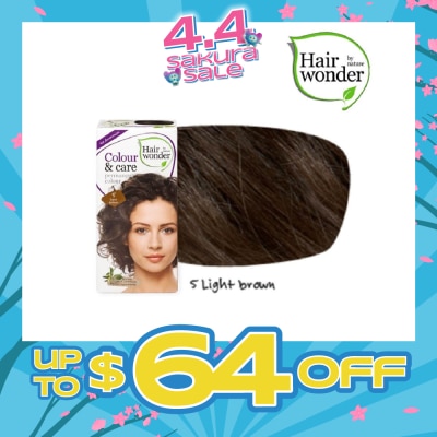 HAIR WONDER - Colour & Care Organic #5 Light Brown (For Beautiful And Glamorous Colour, Healthy, Strong And Silky Soft Hair) 100ml