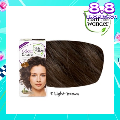HAIR WONDER Colour & Care Organic #5 Light Brown (For Beautiful And Glamorous Colour, Healthy, Strong And Silky Soft Hair) 100ml