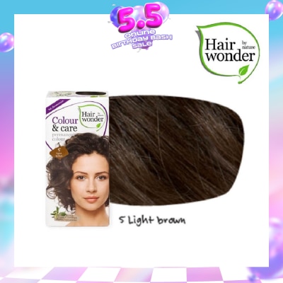 HAIR WONDER - Colour & Care Organic #5 Light Brown (For Beautiful And Glamorous Colour, Healthy, Strong And Silky Soft Hair) 100ml