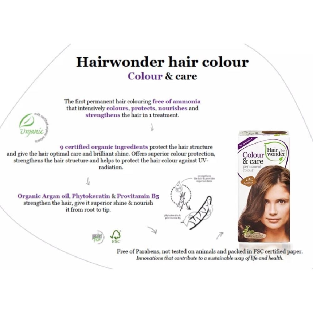 Colour & Care Organic #6.35 Hazelnut (For Beautiful And Glamorous Colour, Healthy, Strong And Silky Soft Hair) 100ml