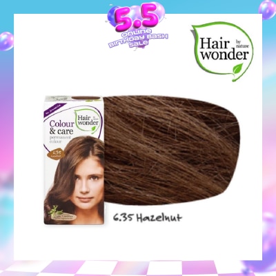 HAIR WONDER - Colour & Care Organic #6.35 Hazelnut (For Beautiful And Glamorous Colour, Healthy, Strong And Silky Soft Hair) 100ml