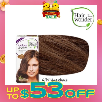 HAIR WONDER Colour & Care Organic #6.35 Hazelnut (For Beautiful And Glamorous Colour, Healthy, Strong And Silky Soft Hair) 100ml