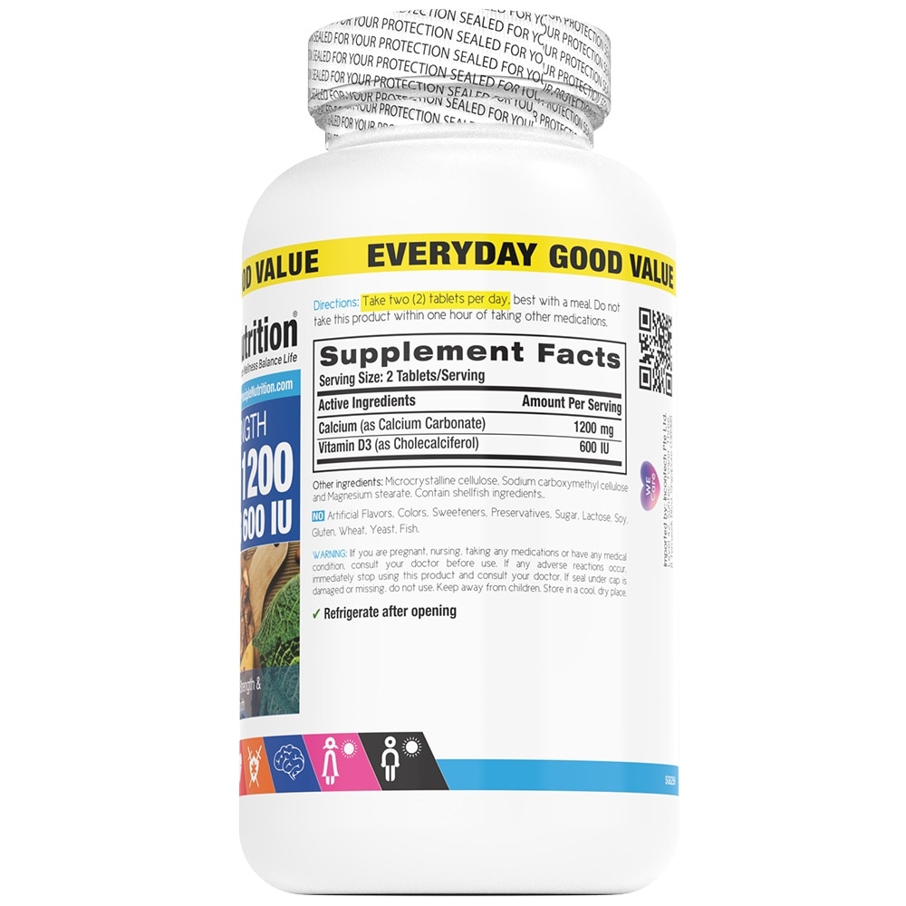 Extra Strength Calcium 1200 + Vitamin D3 600 IU Tablet (To Supports Women's Health, Skin, Scalp Health & PMS Discomforts) 230s