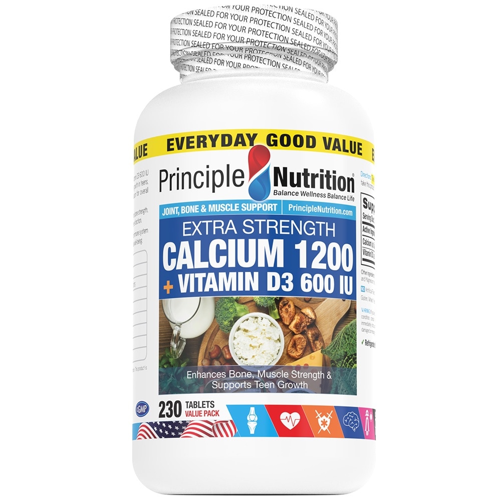 Extra Strength Calcium 1200 + Vitamin D3 600 IU Tablet (To Supports Women's Health, Skin, Scalp Health & PMS Discomforts) 230s