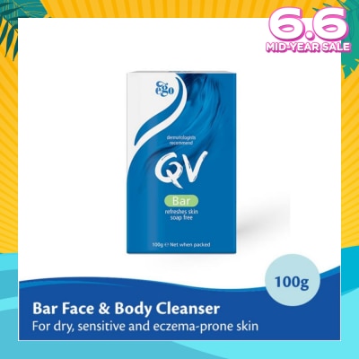 EGO QV Soap Bar For Face & Body Cleanser (For Dry + Sensitive & Eczema-Prone Skin) 100g