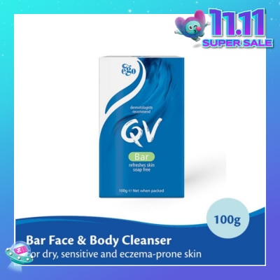 EGO QV Soap Bar For Face & Body Cleanser (For Dry + Sensitive & Eczema-Prone Skin) 100g