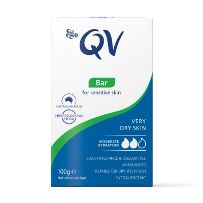 EGO QV Soap Bar For Face & Body Cleanser (For Dry + Sensitive & Eczema-Prone Skin) 100g