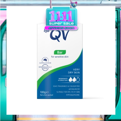 EGO QV Soap Bar For Face & Body Cleanser (For Dry + Sensitive & Eczema Prone Skin) 100g image
