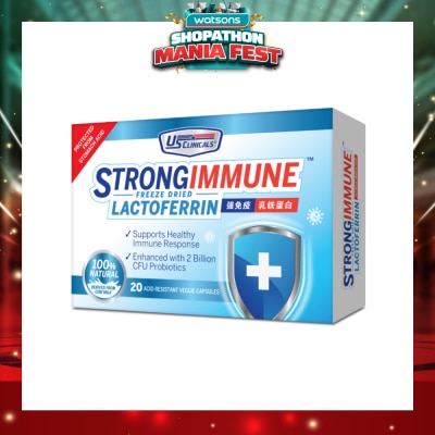 US CLINICALS - StrongImmune Lactoferrin 100% Natural Veggie Capsule (Support Healthy Immune Response) 20s