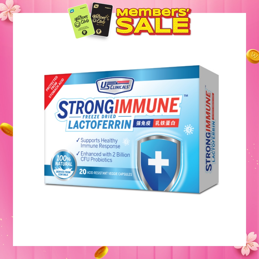 StrongImmune Lactoferrin 100% Natural Veggie Capsule (Support Healthy Immune Response) 20s