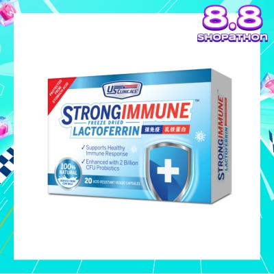US CLINICALS StrongImmune Lactoferrin 100% Natural Veggie Capsule (Support Healthy Immune Response) 20s