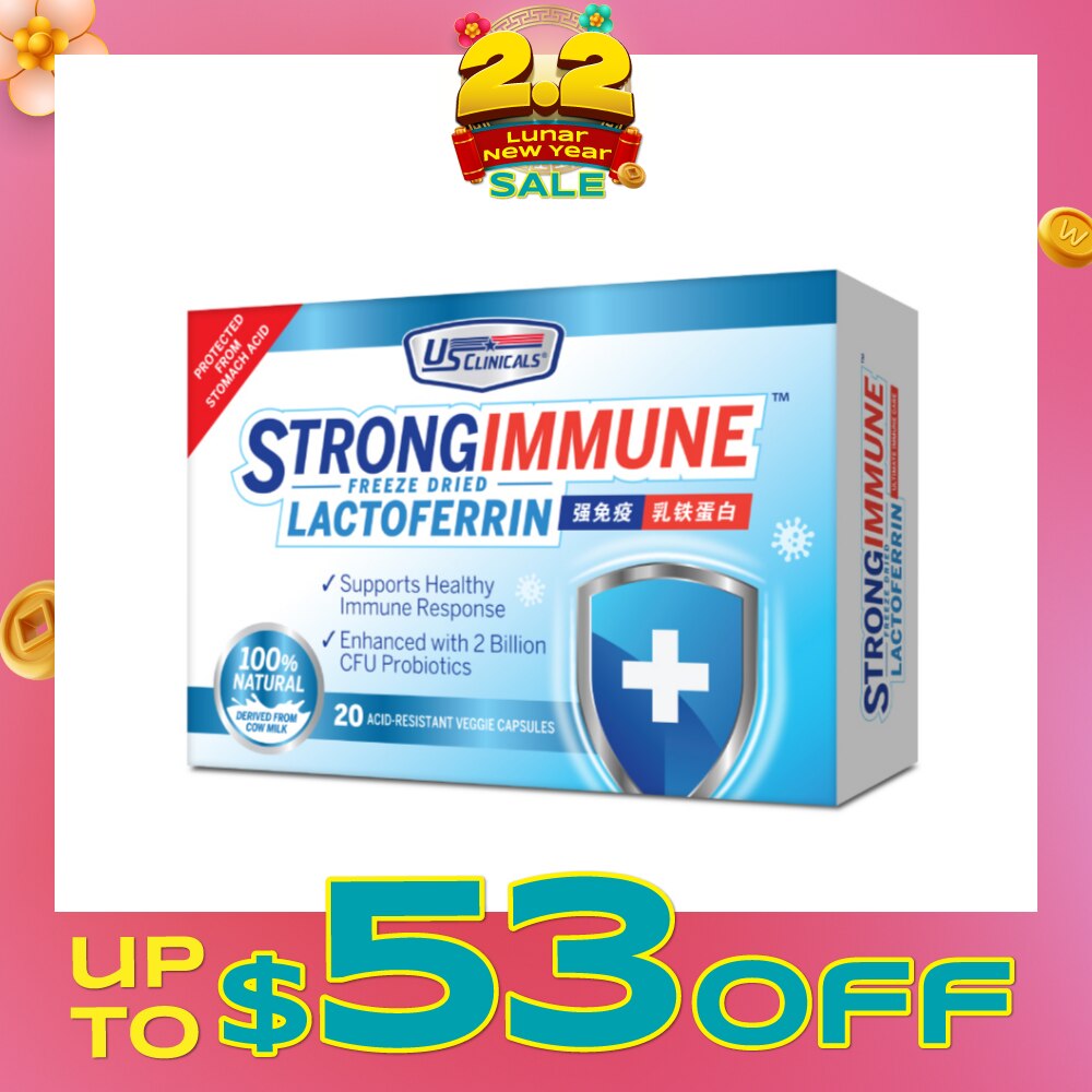 StrongImmune Lactoferrin 100% Natural Veggie Capsule (Support Healthy Immune Response) 20s