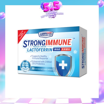 US CLINICALS - StrongImmune Lactoferrin 100% Natural Veggie Capsule (Support Healthy Immune Response) 20s