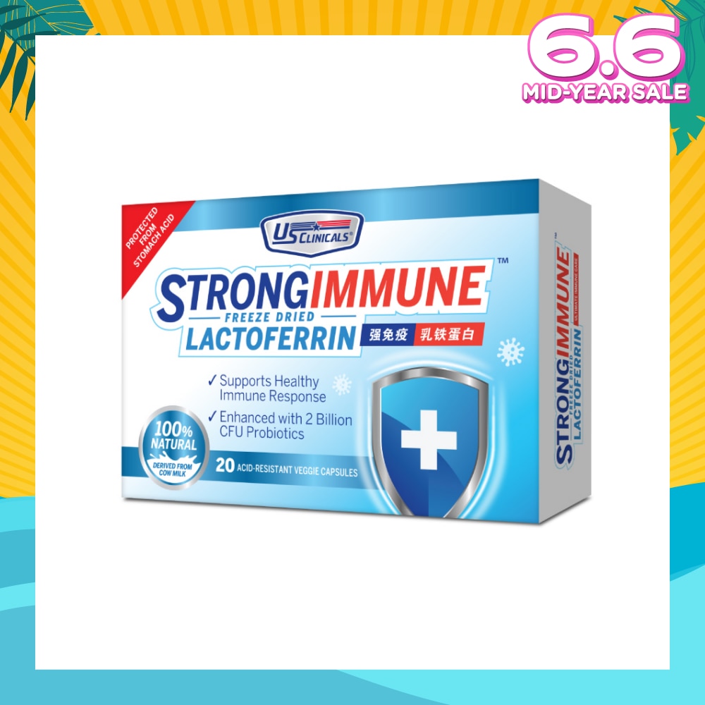 StrongImmune Lactoferrin 100% Natural Veggie Capsule (Support Healthy Immune Response) 20s