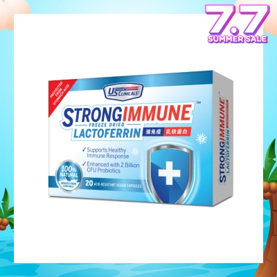 US CLINICALS StrongImmune Lactoferrin 100% Natural Veggie Capsule (Support Healthy Immune Response) 20s